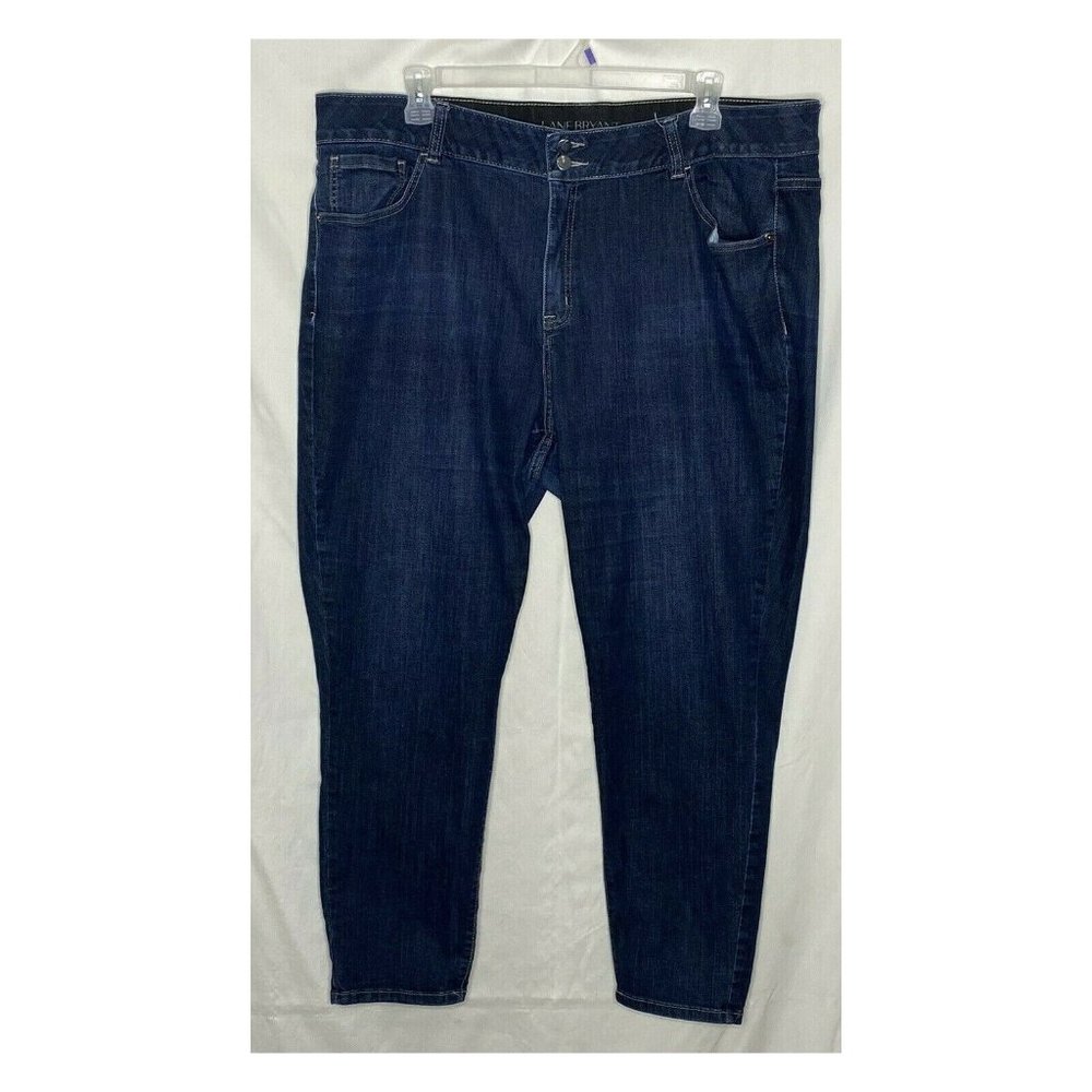 High Rise Elastic Waist Band Blue Skinny Jeans Dark Wash